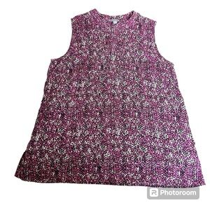 Sears Pink Animal Print Sleeveless Cotton Top Size Large Summer Casual